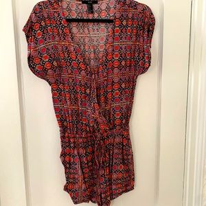 Red Patterned Romper